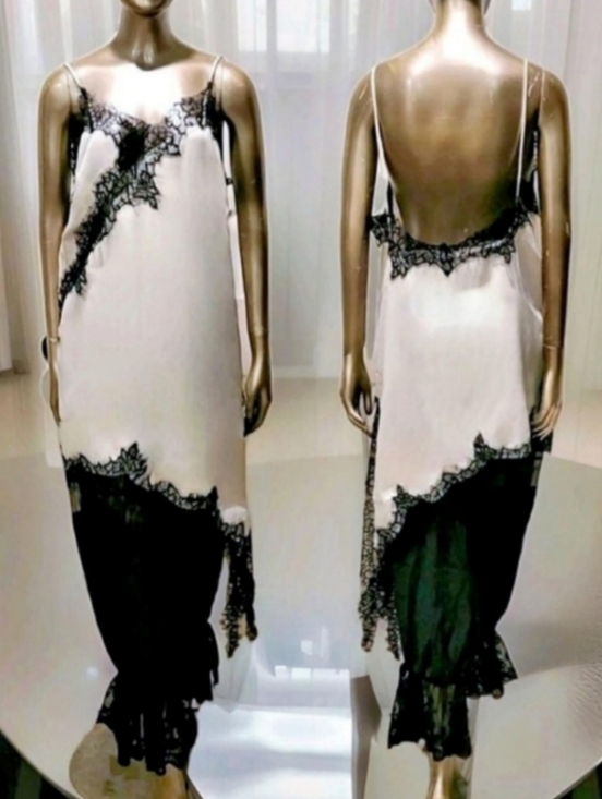Boutique Tops - NWT Flowy White Lace Trim Asymmetrical Hem Silky Satin Camisole Top Sz L